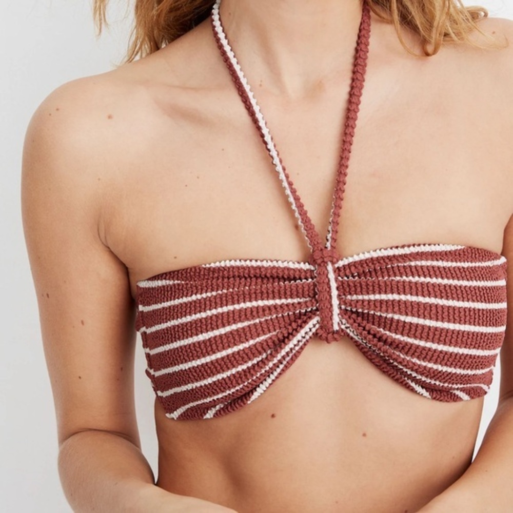 Madewell Second Wave Textured Bandeau Bikini Top in Stripe